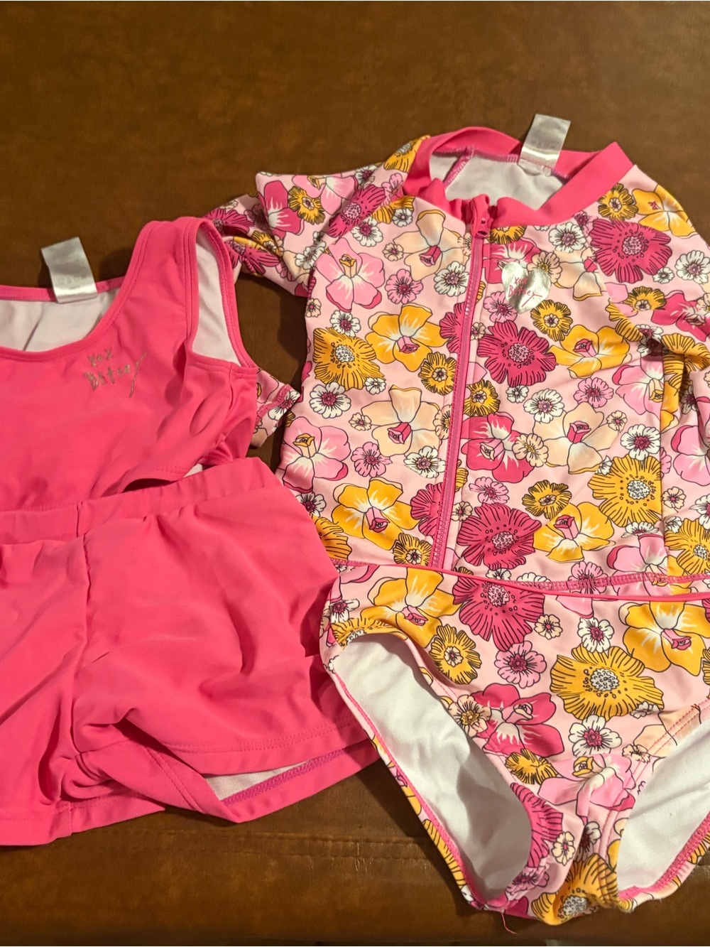 Betsey Johnson Pink & Yellow Floral One-Piece Swim Set